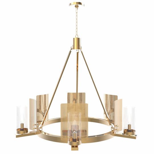 6-Light Chandeliers Brass Finish Hardware, E12 Base