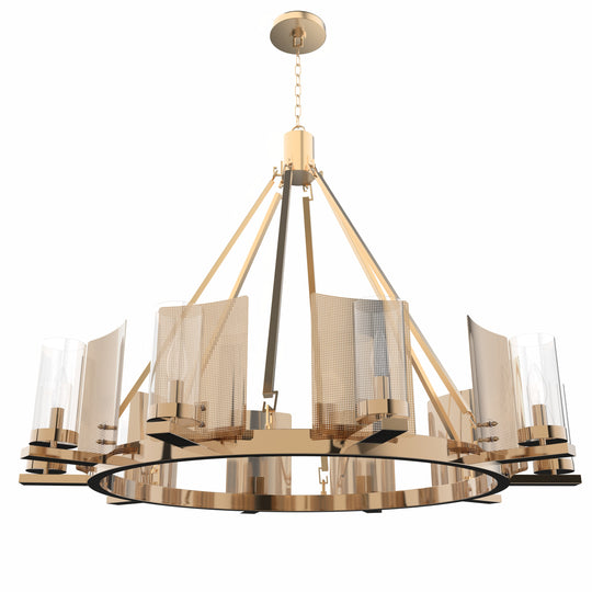 12-Light Chandeliers Diam 50'', Brass Finish Hardware, E12 Base