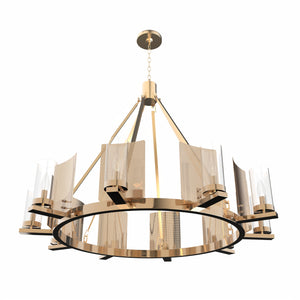 12-Light Chandeliers Diam 50'', Brass Finish Hardware, E12 Base