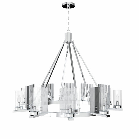 12-Light Chandeliers Diam 50'', Chrome Finish with Clear Glass , E12 Base