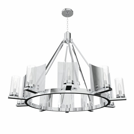 12-Light Chandeliers Diam 50'', Chrome Finish with Clear Glass , E12 Base