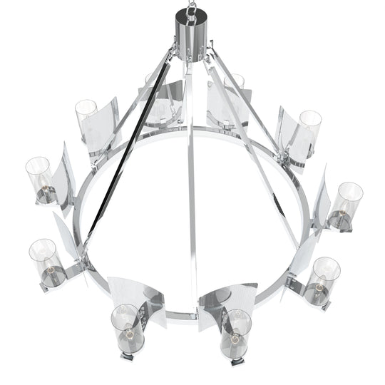 12-Light Chandeliers Diam 50'', Chrome Finish with Clear Glass , E12 Base