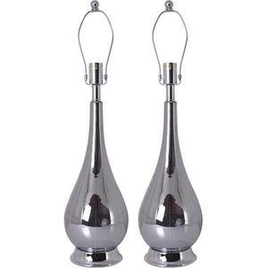Lola Big Translucent Ombre Glass Best Table Lamp 30" - Chrome Ombre/White (Set of 2) - LEDMyPlace