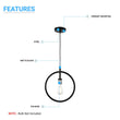 Load image into Gallery viewer, Matte Black Ring Shape Pendant Light Fixture, E26 Base, UL Listed for Dry Location, Fixture Size: D12 x H13.5 Inch - LEDMyPlace