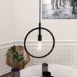 Load image into Gallery viewer, Matte Black Ring Shape Pendant Light Fixture, E26 Base, UL Listed for Dry Location, Fixture Size: D12 x H13.5 Inch - LEDMyPlace