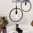 Load image into Gallery viewer, Matte Black Ring Shape Pendant Light Fixture, E26 Base, UL Listed for Dry Location, Fixture Size: D12 x H13.5 Inch - LEDMyPlace