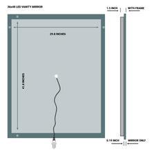 Load image into Gallery viewer, 36 in. x 48 in. Vanity Mirror with Lights, Anti-Fog, CRI 90+, Makeup Mirror with Lights, Touch Switch Control, CCT Adjustable With Remembrance, LED Mirror for Bathroom, Inner Window Style
