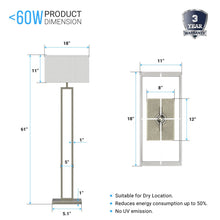 Load image into Gallery viewer, Modern Standing Floor Lamps for Living Room 61 - inch Brushed Nickel &amp; Straight Rectangular Pure White Linen Shade, With 1PCS ON - OFF Switch, Corner Floor Lamp - LEDMyPlace