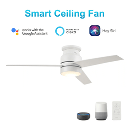 Ranger 52 In. 3-Blade Led Indoor White Best Smart Ceiling Fan with Led Light Kit, Best Smart Wall Switch, Alexa/Google Home/Siri Compatible