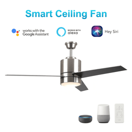 Ranger 52 In. Silver/black Led Indoor/outdoor Best Smart Ceiling Fan with Light Kit, Works w/ Alexa/Google Home/Siri, Wifi Ceiling Fan W/ Best Smart Wall Switch (3-Blade)