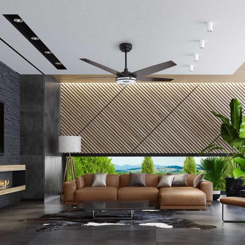 Explorer 52 In. Indoor/outdoor Wi-Fi Best Smart Ceiling Fan with Light & Remote, Works with Alexa/Google Home, Black/dark Wooden Pattern (5-Blade)