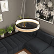 Load image into Gallery viewer, Round Chandelier, Matte Black + Wood Finish, 33W, 3000K (Warm White), 961 Lumens, Dimmable Pendant - LEDMyPlace