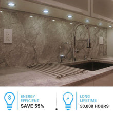 Load image into Gallery viewer, Slim LED Puck Light, 3 - Piece Kit With 12V Adaptor &amp; Wave Sensor Dimming , 3x3.5Watts, 3x200Lumens, ETL Listed, CCT Changeable (3000K/4000K/5000K), Hand Wave Sensor, White - LEDMyPlace
