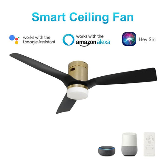 Spezia 52 Inch 3-Blade Flush Mount Best Smart Ceiling Fan With Led Light Kit & Remote