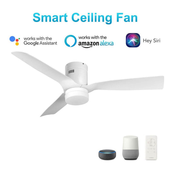 Spezia 52 Inch 3-Blade Flush Mount Best Smart Ceiling Fan With Led Light Kit & Remote