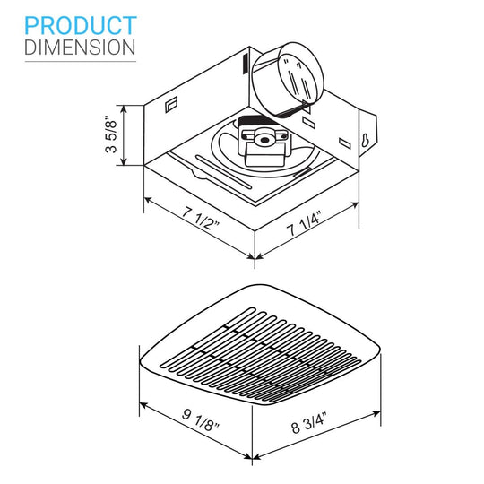 Sterling Value Series S50 Bathroom Exhaust Fan, 4.0 Sones, 50 CFM, White, Ceiling/Wall Mounted, ETL Listed - LEDMyPlace