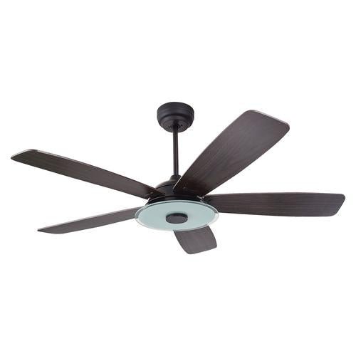 Striker 52 In. Best Smart Ceiling Fan with Dimmable Led Light & Remote Control, Black Wooden Pattern with Alexa/google Home/Siri (5 - Blade) - LEDMyPlace