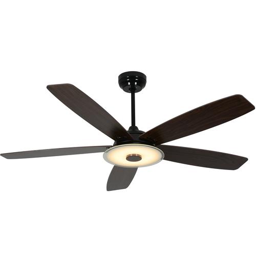 Striker 52 In. Best Smart Ceiling Fan with Dimmable Led Light & Remote Control, Black Wooden Pattern with Alexa/google Home/Siri (5 - Blade) - LEDMyPlace