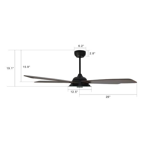 Striker 52 In. Best Smart Ceiling Fan with Dimmable Led Light & Remote Control, Black Wooden Pattern with Alexa/google Home/Siri (5 - Blade) - LEDMyPlace