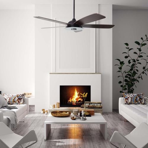 Striker 52 In. Best Smart Ceiling Fan with Dimmable Led Light & Remote Control, Black Wooden Pattern with Alexa/google Home/Siri (5 - Blade) - LEDMyPlace