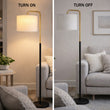 Load image into Gallery viewer, 15″W x 60″H Floor Lamp with White Linen Shade – Black or Brushed Brass Finish - 2 Pack