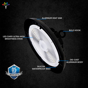 UFO LED High Bay Light: 150W, 4000K Cool White, 21750LM, UL and DLC Listed, IP65 Rated, 1-10V Dimmable - Ideal for LED Warehouse Lighting, Retail, Workshop, Garage, Factory, and Barn Lighting