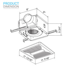 Load image into Gallery viewer, Ultra Quiet Bathroom Exhaust Fan w/ LED Light 4000K, 1000LM, 100 CFM, 0.8 Sones, Ceiling/Wall Mounted - LEDMyPlace