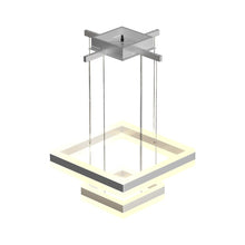 Load image into Gallery viewer, 2-Lights, 126W, 3000K-6500K (CCT-Changeable), 6300LM, Square Chandelier Lighting ,Dimmable, Sand Silver Body Finish, Dimension : 23.3&#39;&#39;L×23.3&#39;&#39;W×55&#39;&#39;H