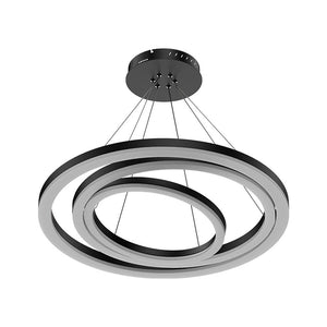 3-Ring Circular Chandelier, 102Watt, 3000K, 4335Lumens, Pendant Mounting, Matte Black Body Finish, Dimmable