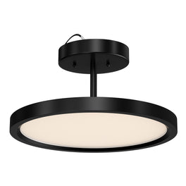 Circle - LED Semi Flush Mount Ceiling Lights, 28w, 1950LM, Dimmable, White Acrylic Shade with Matte Black Finish