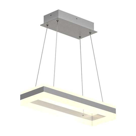 LED Chandelier, Modern Rectangular 87W, 3000K-6500K, 4350LM, Dimmable, (CCT-Changeable), Sand Silver Body Finish, 3 Year Warranty