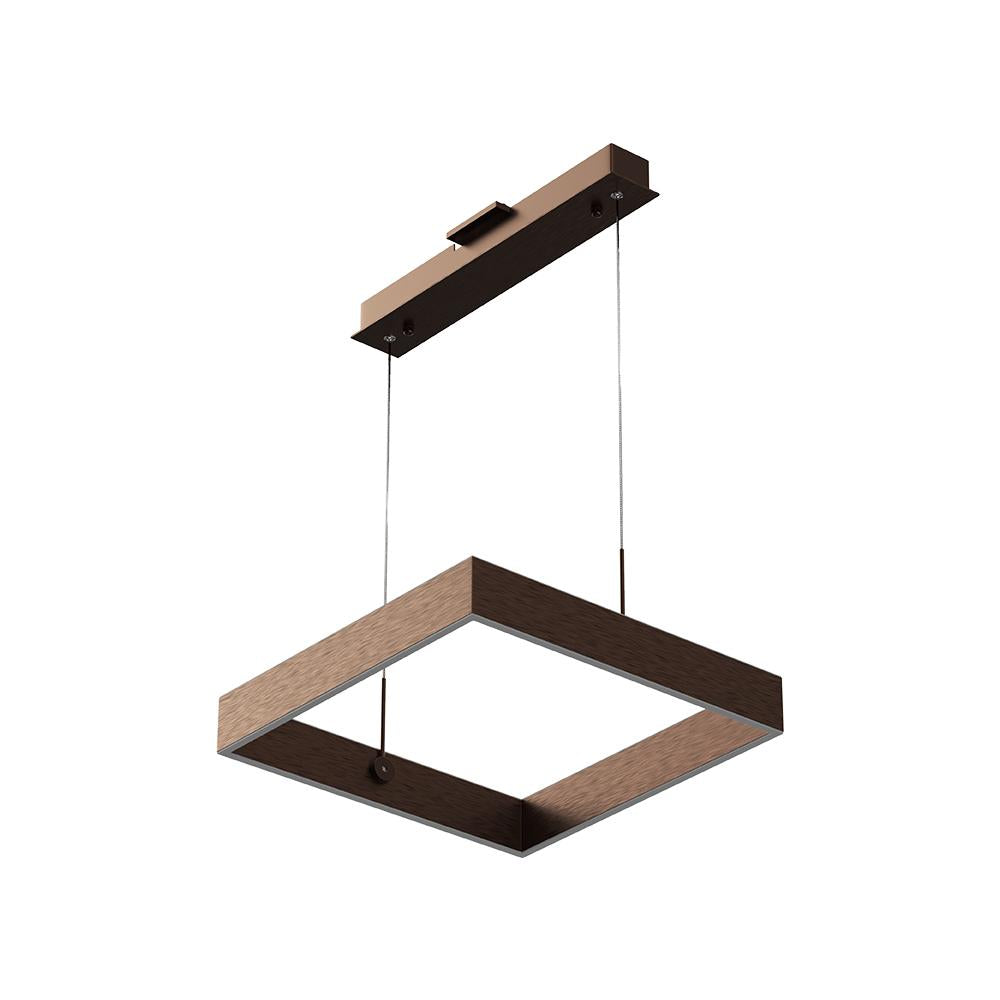 1-Light, Square Chandelier Brushed Brown Body Finish, 3000K(warm white), 70Watt, 5200Lumens, Dimmable, 3 Years Warranty