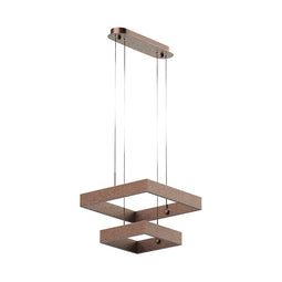 2-Lights, Square Chandelier Modern in Brushed Brown Body Finish, 141W, 3000K, 8800lumens, Oxidation Finish Technique, Dimmable