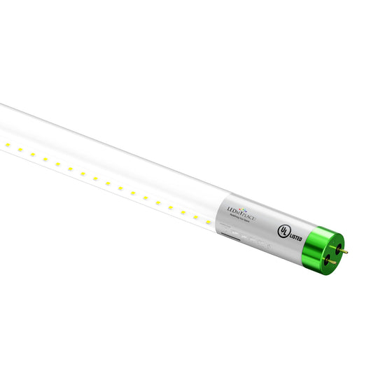 T8 4ft LED Glass Tube Light, 18W, 4000K, Single-Ended Power, Clear