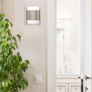 2 Light Wall Sconce fixtures, Brushed Nickel, Dimension: W10"xH11.75"xE4", White Glass shade
