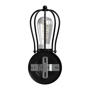 Wall Sconces and Wall Light Fixtures, Steel Birdcage, Matte Black Finish, E26 Base