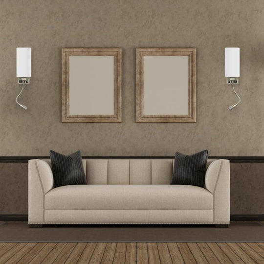 Modern LED Acrylic Wall Sconces Lighting, With LED 1W 1usb+1 Switch+1outletH2, Brushed Nickel Finish