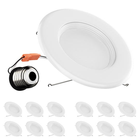 Baffle-trimmed 5 in. and 6 in. Recessed LED Downlight: 15W, 1100LM, Dimmable, Energy Star & ETL Listed, Easy Retrofit Installation - LED Can Lights