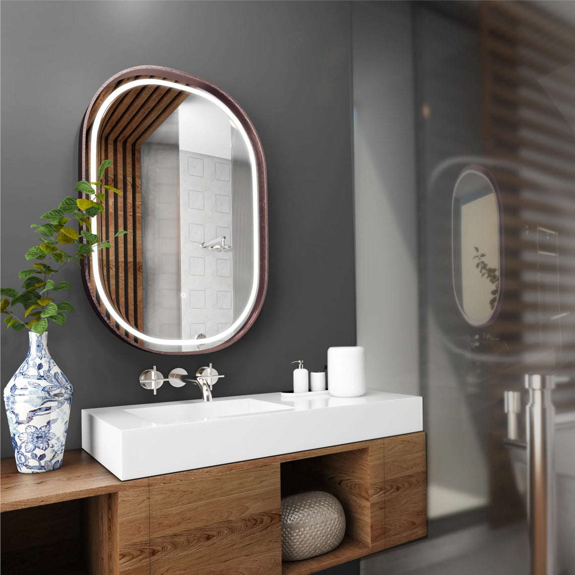 Rose Gold Frame LED Bathroom Vanity Mirrors, 24 X 36 Inch, 2160LM, Defogger, Touch Sensor Switch, CCT Remembrance