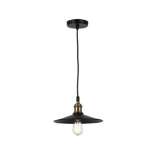 Load image into Gallery viewer, Industrial Pendant Light Fixture, E26 Base, Matte Black Finish with Antique Bronze Top, UL Listed (IVA-7009-BK)