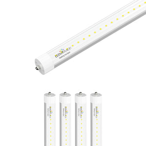 T8 8ft LED Tube/Bulb - 48W 6720 Lumens 5000K Clear, Single Pin, Double End Power - Ballast Bypass Fluorescent Replacement