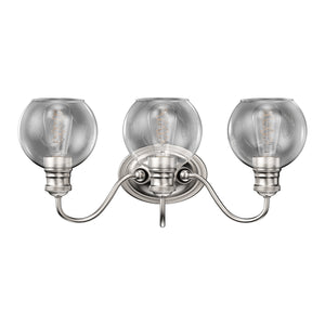 Clear Glass Bathroom Vanity Lights, E26 Base Brushed Nickel Finish Wall Mounting, UL Listed for Damp Location, 3 Years Warranty