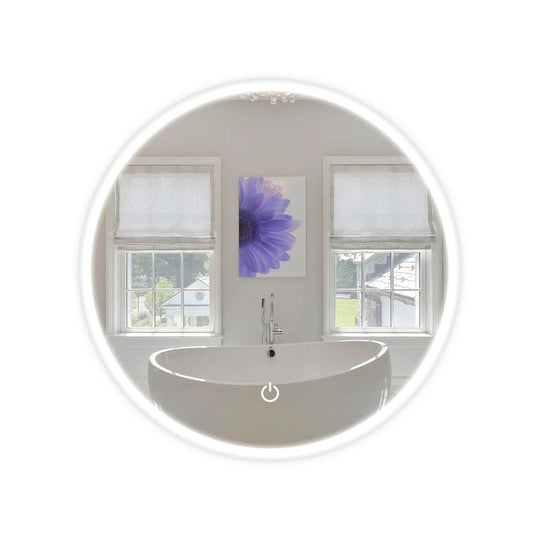 22 Inch LED Lighted Bathroom Round Mirror,  CCT Changeable With Remembrance, Defogger On/Off Touch Switch