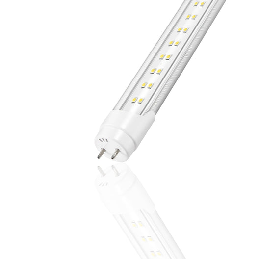 T8 4ft LED Tube/Bulb - 22W 3000 Lumens 6500K Clear, 2-Row, G13 Base, Double Ended Power - Ballast Bypass Fluorescent Replacement