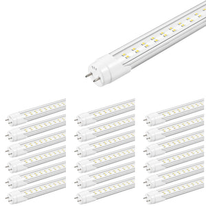 T8 4ft LED Tube/Bulb - 22W 3000 Lumens 6500K Clear, 2-Row, G13 Base, Double Ended Power - Ballast Bypass Fluorescent Replacement