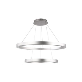 Modern - Double Ring 115W, 3000K, 5750LM, Chandelier With Unique Shade, Dimmable, Pendant Mounting, Aluminum Body Finish