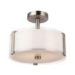 Load image into Gallery viewer, Flush Mount Drum Shape Light, E26 Base, Frosted Glass Shade and Brushed Nickel Finish, UL Listed - Damp Location