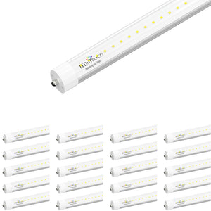 T8 8ft LED Tube/Bulb - 48W 6720 Lumens 5000K Clear, Single Pin, Double End Power - Ballast Bypass Fluorescent Replacement