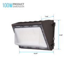 Load image into Gallery viewer, 100W LED Wall Pack with Dusk to Dawn Photocell, 5700K, 14900LM, AC120-277V, Waterproof, UL &amp; DLC Listed