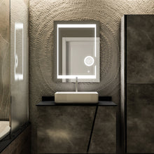 Load image into Gallery viewer, LED Lighted Bathroom Vanity Mirror with Magnifying Mirror, Anti-Fog, Touch Button, CRI 90+,Adjustable Color Temperature &amp; Remembrance Makeup Mirror, Auspice Style